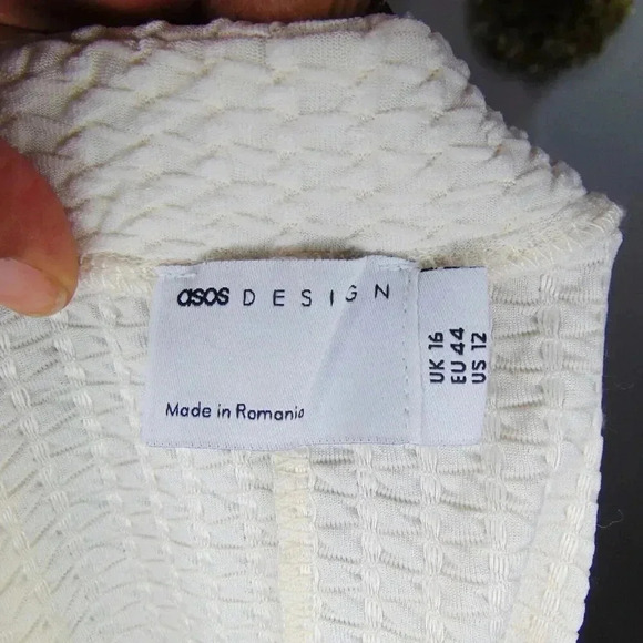 asos design womens cream textured dress sz 12 - Picture 6 of 7